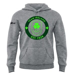 Mc Keever Team Ireland Olympics Big Logo Hoodie Grey Size Women XL Mens L NWT